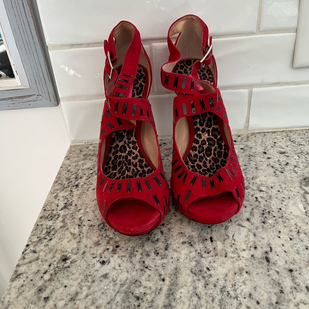Betsey Johnson Red Peep-Toe Heels
